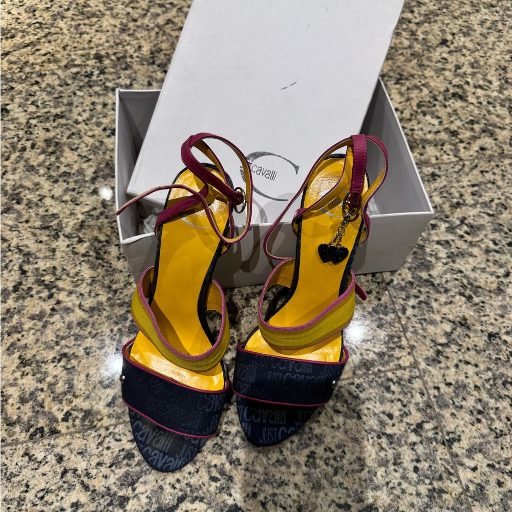 Just Cavalli Women's Strappy Sandals - Yellow and Pink